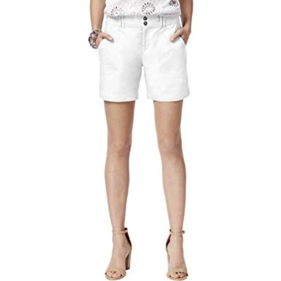 INC International Concepts Pants - INC White Linen Curvy-Fit Shorts